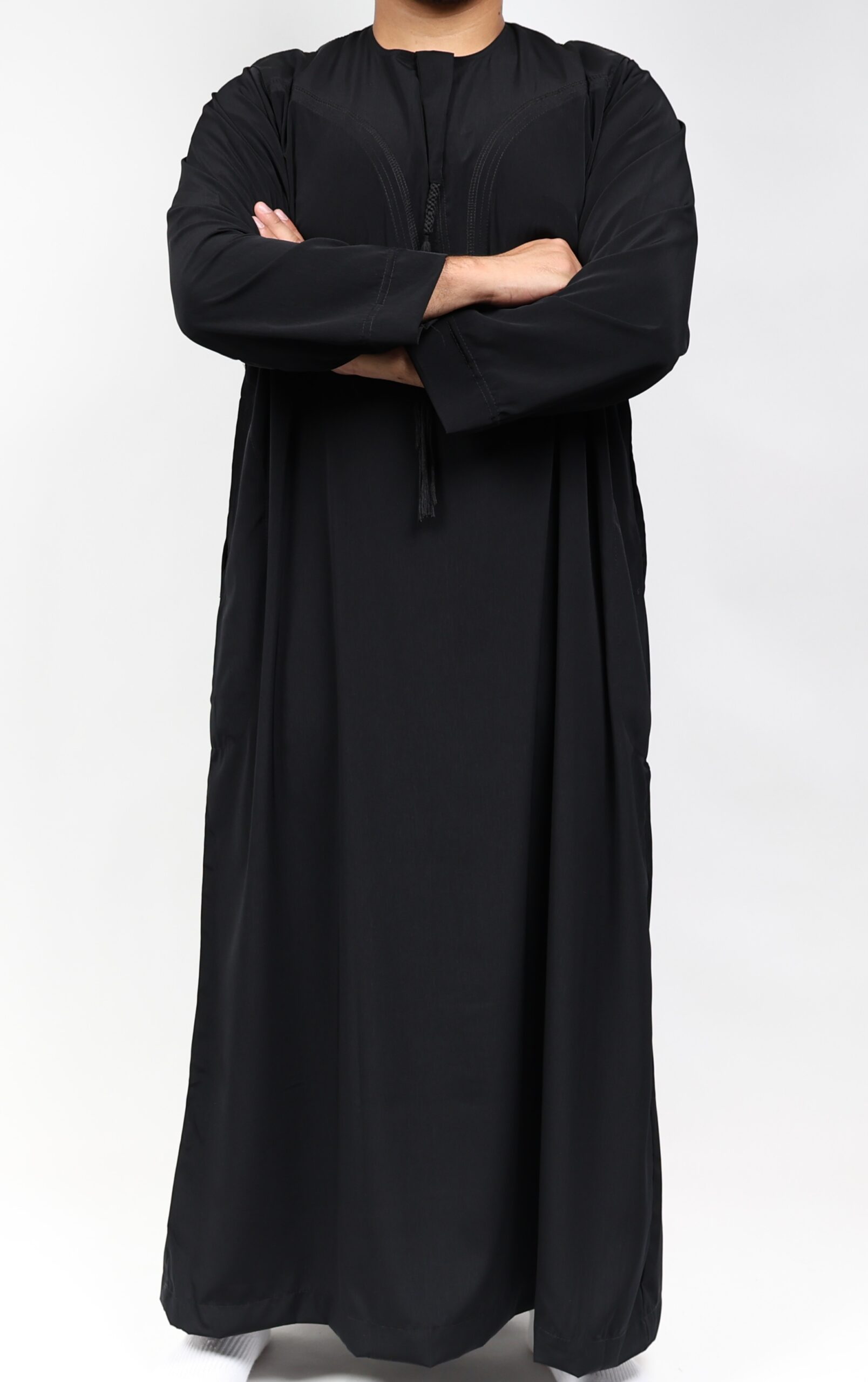 عباءة عماني بوليستر أسود رجالي - الصورة 3